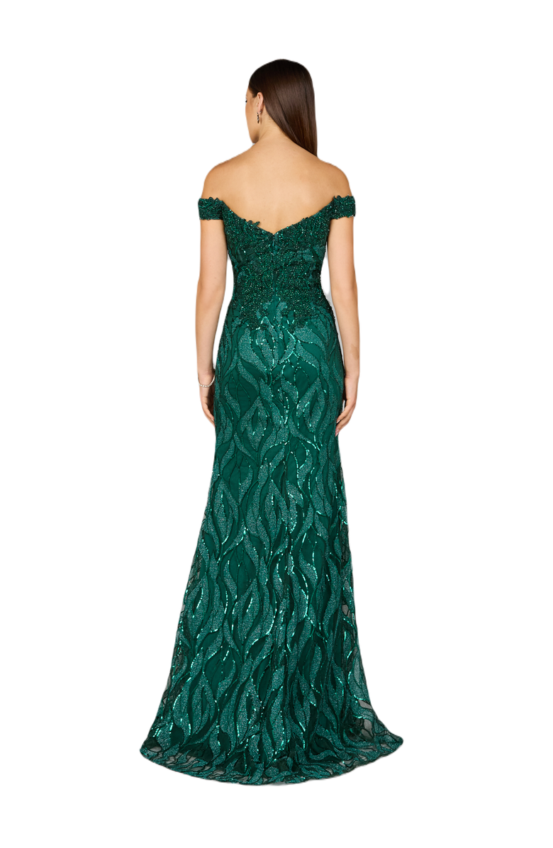 LARA New York Off Shoulder, Mermaid Lace Gown, Alternate, color, Green