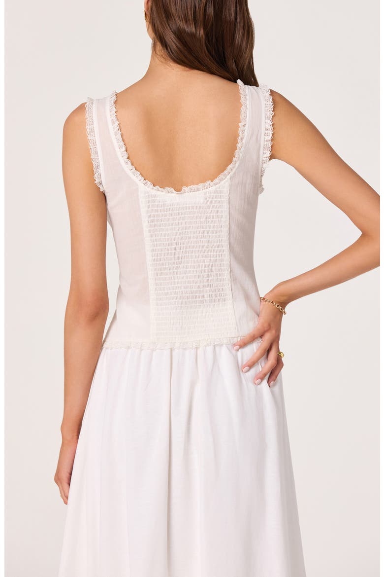 Carine Lace Detail Embroidered Cotton Top, Alternate, color, WHITE