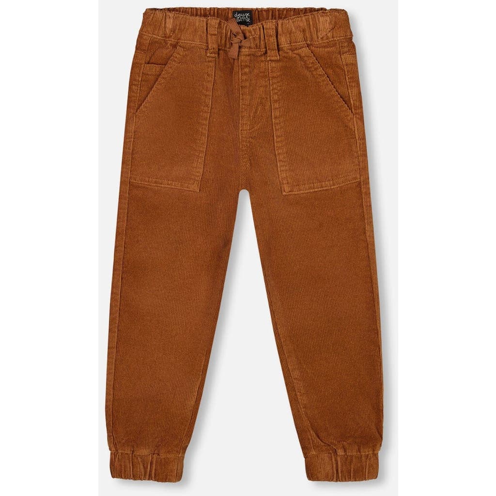Deux Par Deux Stretch Corduroy Jogger Pants In Brown