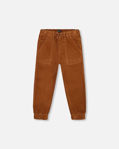 Deux Par Deux Stretch Corduroy Jogger Pants In Brown