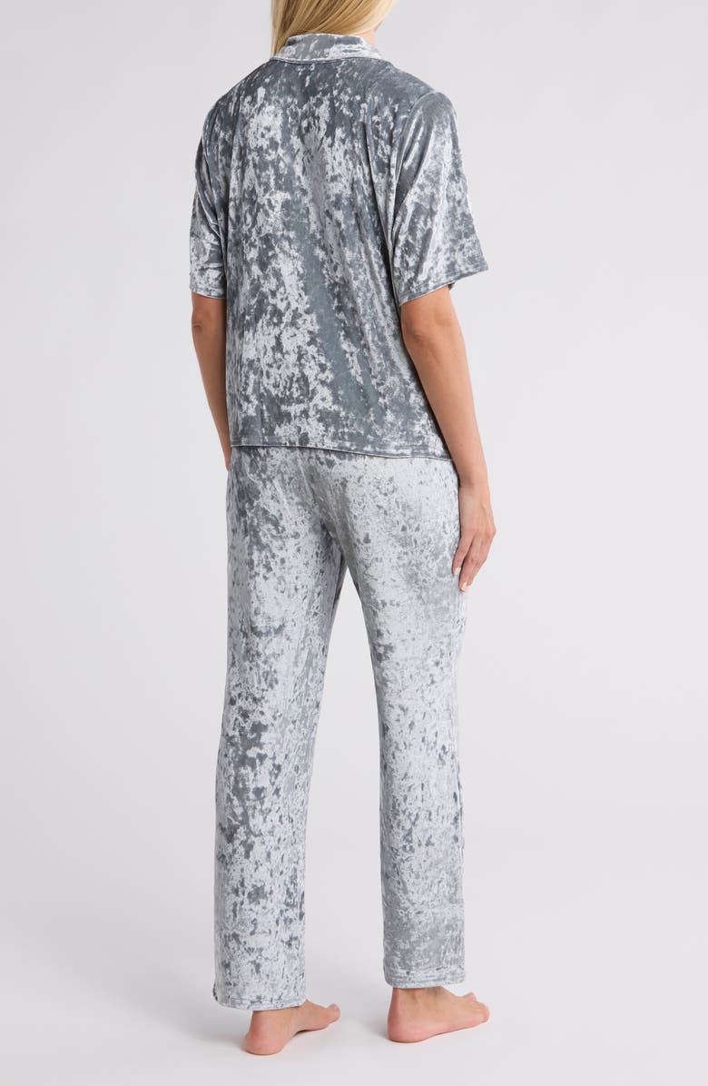 Nicole Miller Crushed Velvet Short Sleeve Top & Pants Pajamas, Alternate, color, 