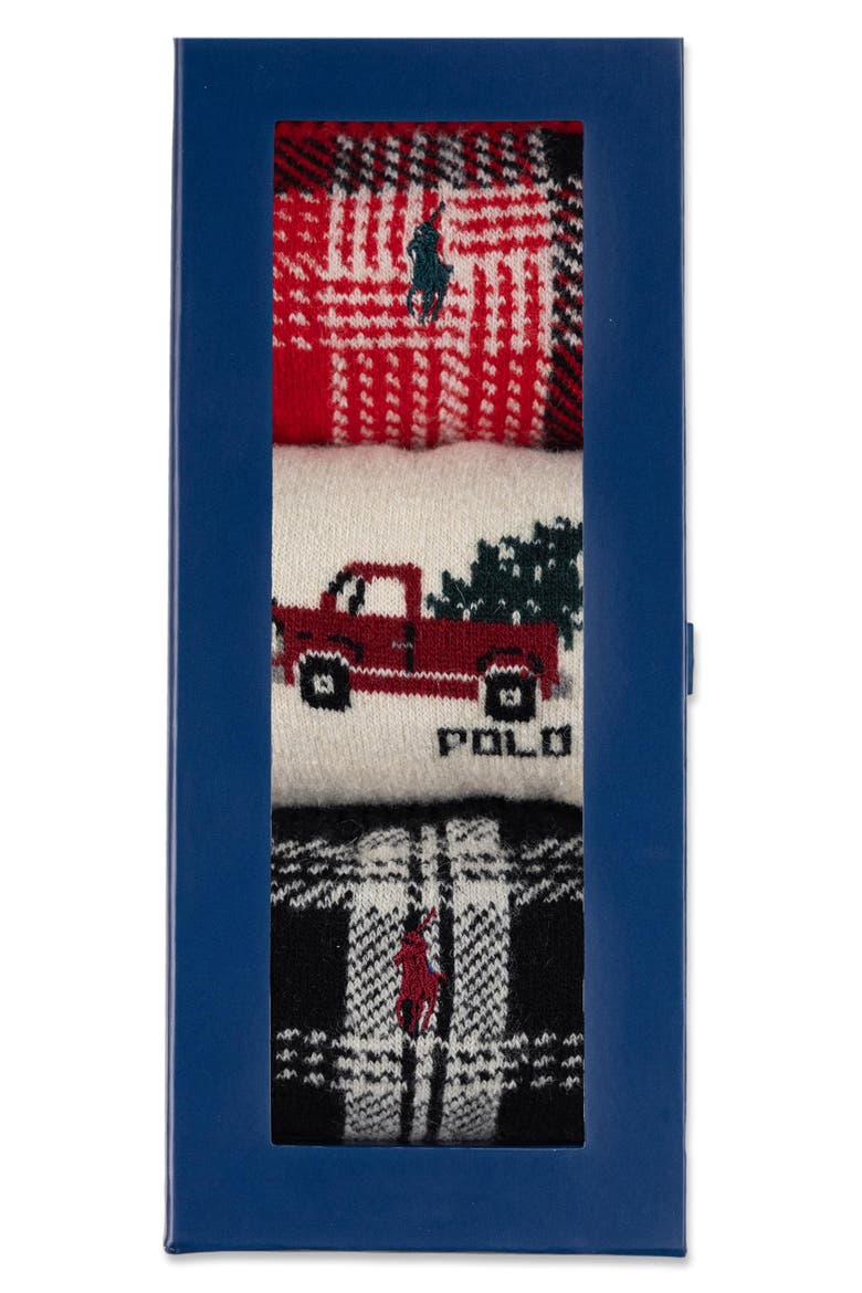 Truck & Plaid Assorted 3-Pack Wool Blend Crew Socks Gift Box, Alternate, color, BAST