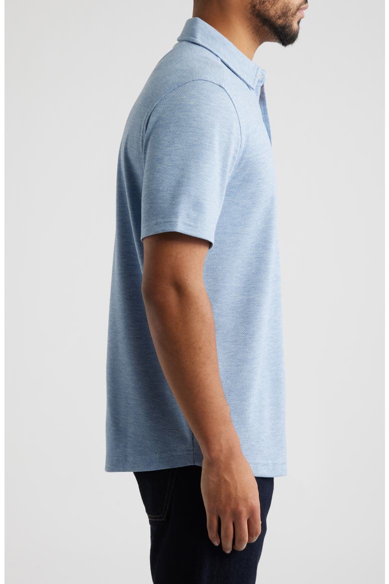 Bennett Short Sleeve Heathered Cotton Blend Button-Up Shirt, Alternate, color, LIGHT BLUE HONEYCOMB