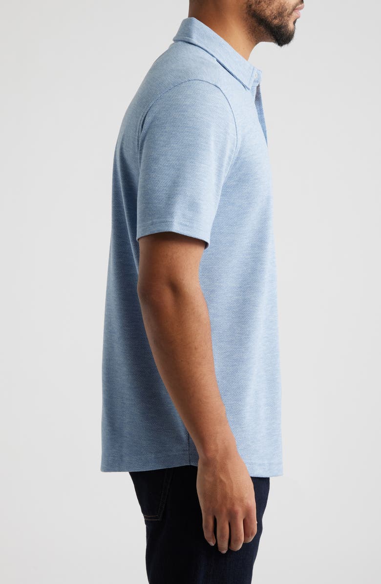 Johnston & Murphy Bennett Short Sleeve Heathered Cotton Blend Button-Up Shirt, Alternate, color, Light Blue Honeycomb