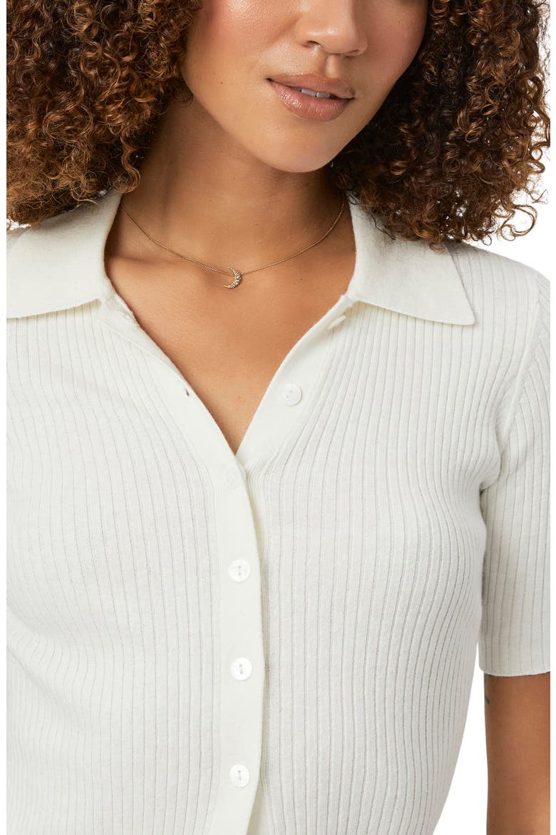 Lianne Short Sleeve Cotton Blend Polo Sweater, Alternate, color, IVORY