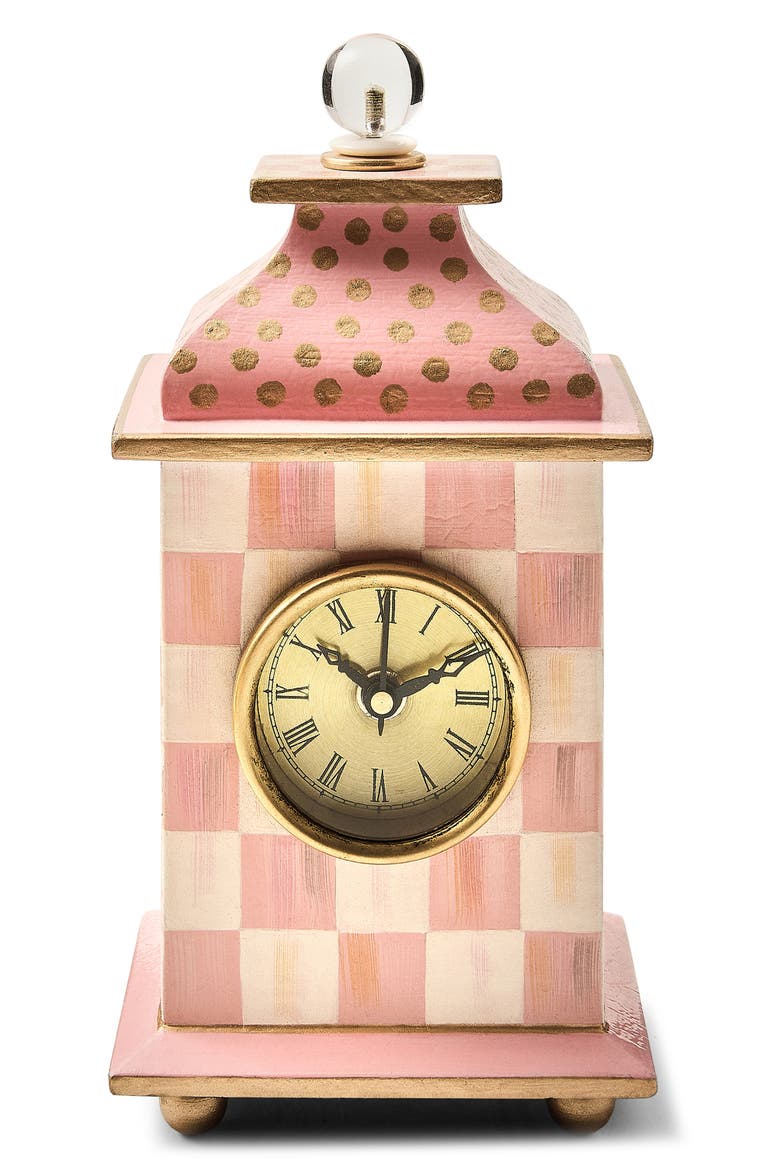 Rosy Check Wood Desk Clock, Alternate, color, ROSY