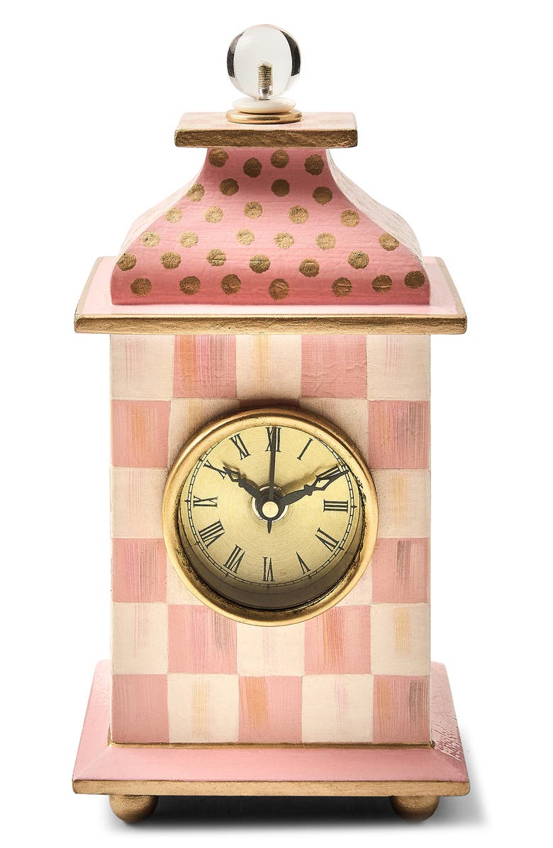 MACKENZIE CHILDS Rosy Check Wood Desk Clock, Alternate, color, Rosy