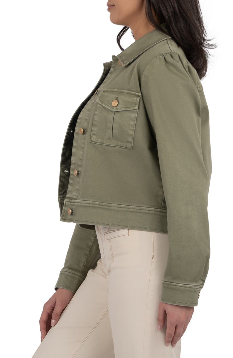 KUT from the Kloth Jocelyn Denim Trucker Jacket, Alternate, color, Sage Green
