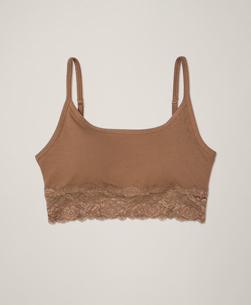 Pact Organic Cotton Lace Smooth Cup Bralette In Brown