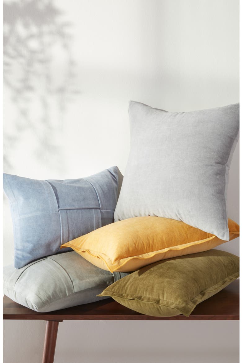 Pleated Velveteen Accent Pillow, Alternate, color, GREEN HALO