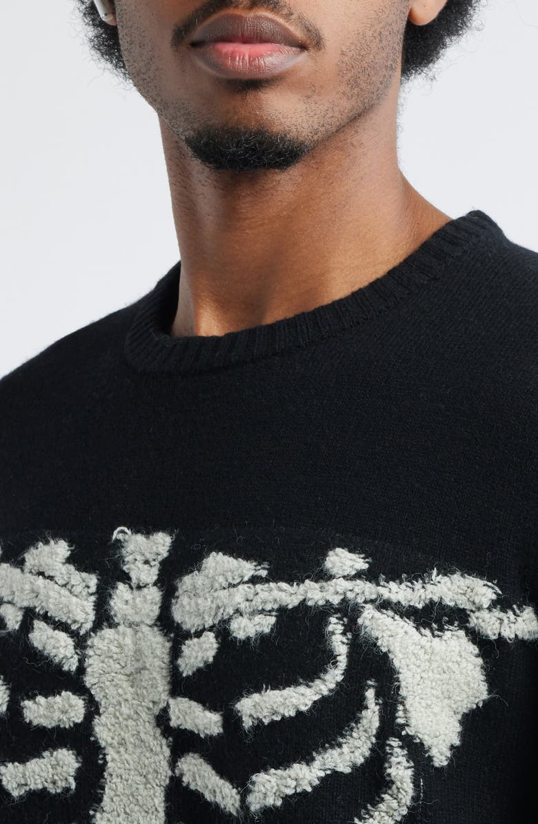 MARKET Skelly Intarsia Wool Blend Sweater, Alternate, color, Black/ White