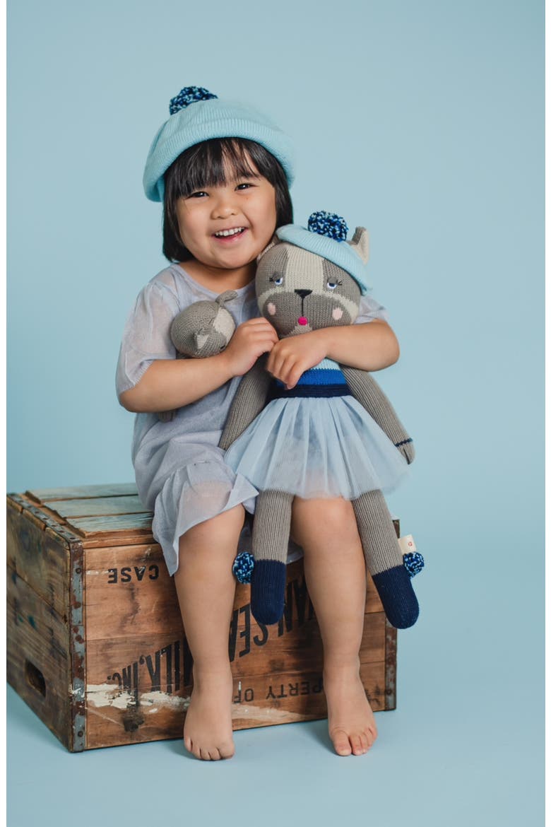 Oli Blu Frenchie Cotton Stuffed Animal & Hat Set, Alternate, color, GREY