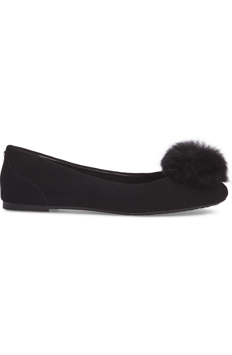 MICHAEL Michael Kors Remi Ballet Flat with Genuine Rabbit Fur Pom, Alternate, color,