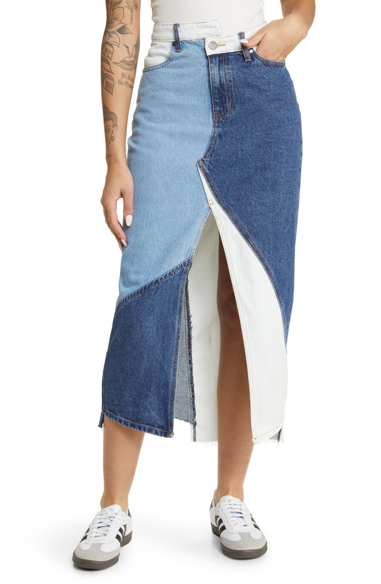 PTCL Patchwork Denim Skirt, Main, color, 
