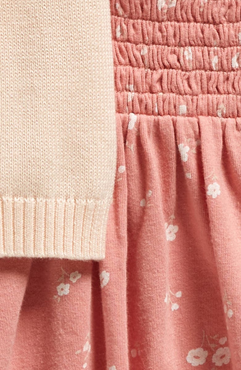 Nordstrom Floral Cotton Bubble Romper & Cardigan Set, Alternate, color, 