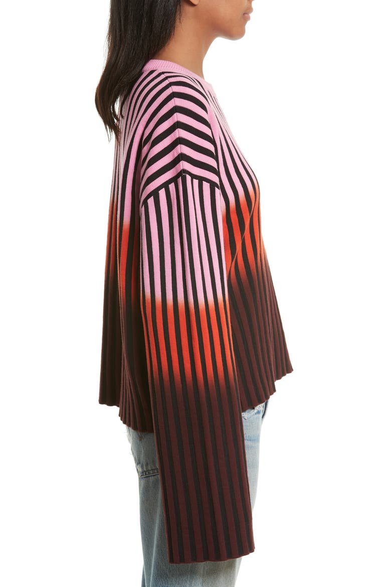 Dip Dye Stripe Crewneck Sweater, Alternate, color, CACTUS PINK MULTI