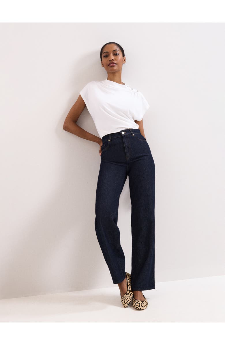 Phase Eight Paige Ruched Shoulder Hardware Ponte Top, Alternate, color, Ivory