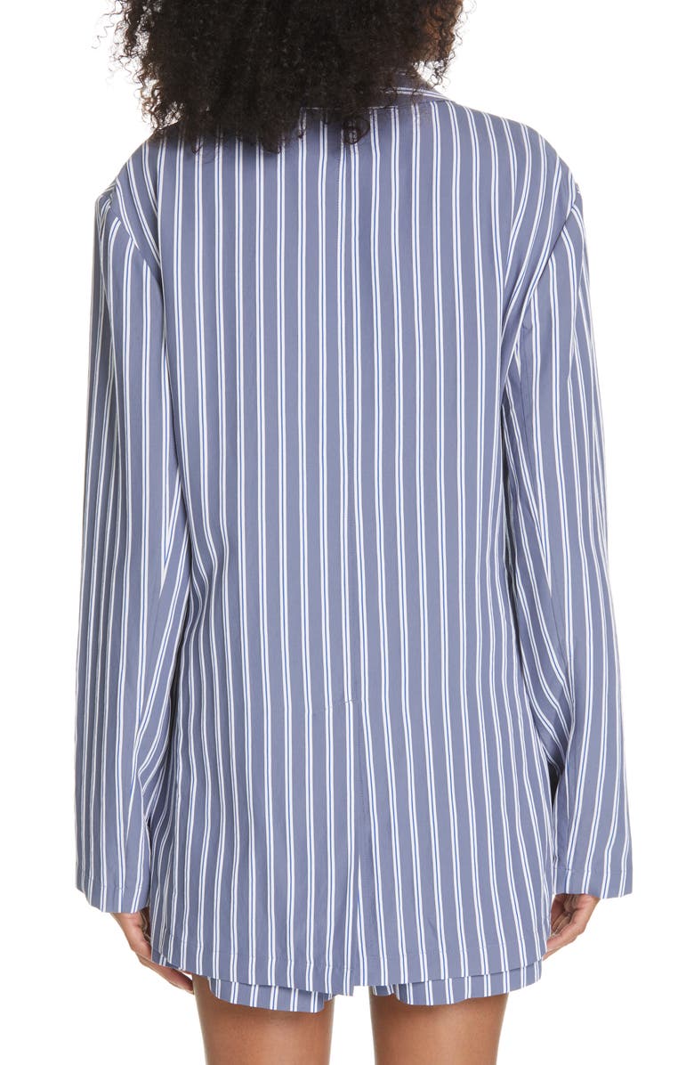 Tibi Stripe Oversize Twill Blazer, Alternate, color,