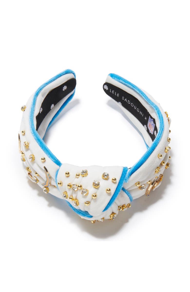 Lele Sadoughi La Chargers Embellished Knotted Headband, Alternate, color, Ivory 100