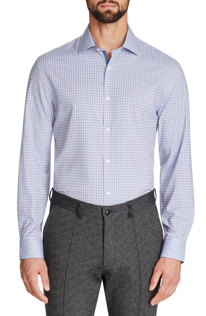 W.R.K Trim Fit Check Performance Stretch Dress Shirt, Main, color, 