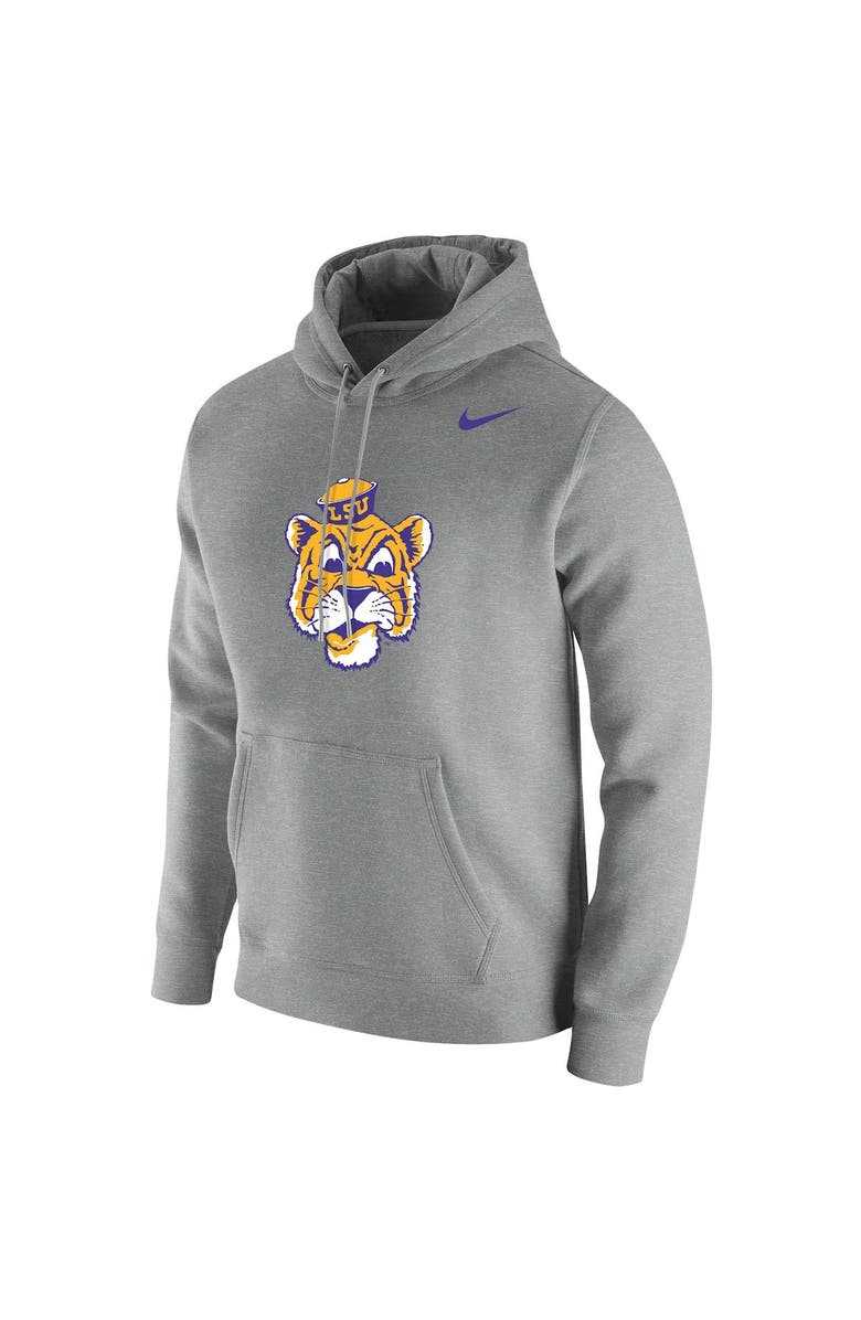 Nike Men's Nike Heathered Gray LSU Tigers Vintage School Logo Pullover Hoodie, Alternate, color, 