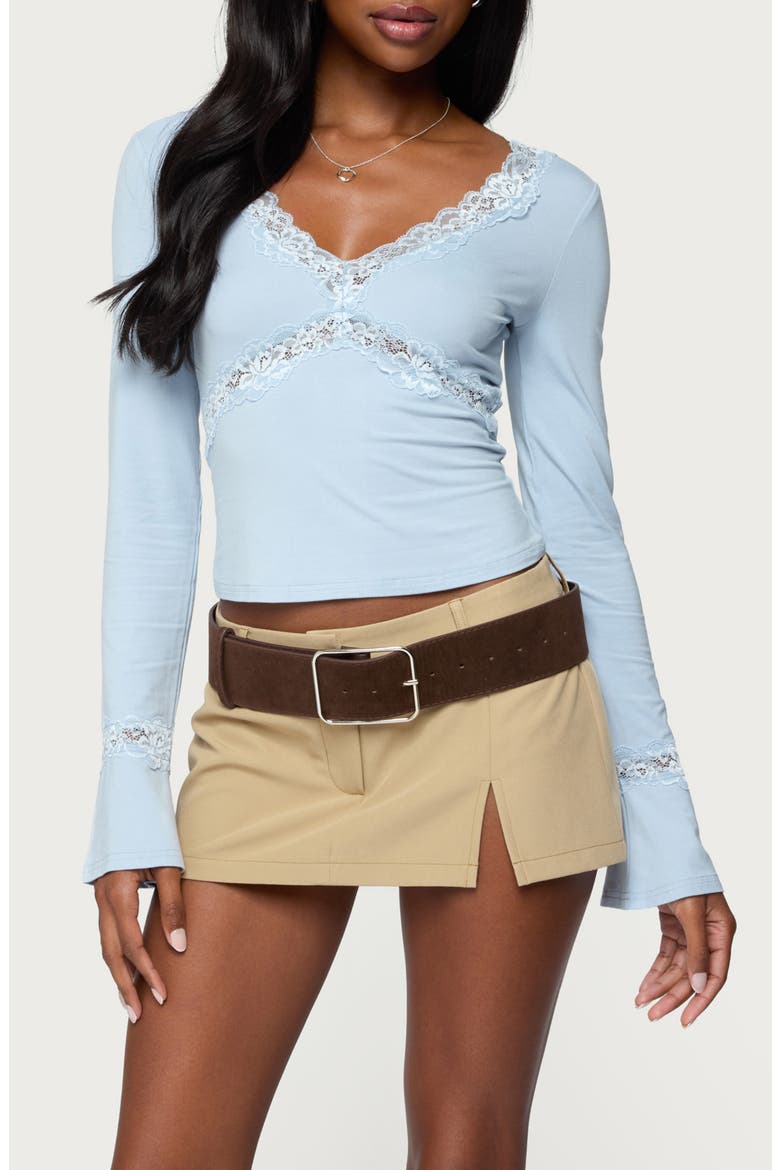 Mathilda Lace Trim Top, Main, color, LIGHT-BLUE
