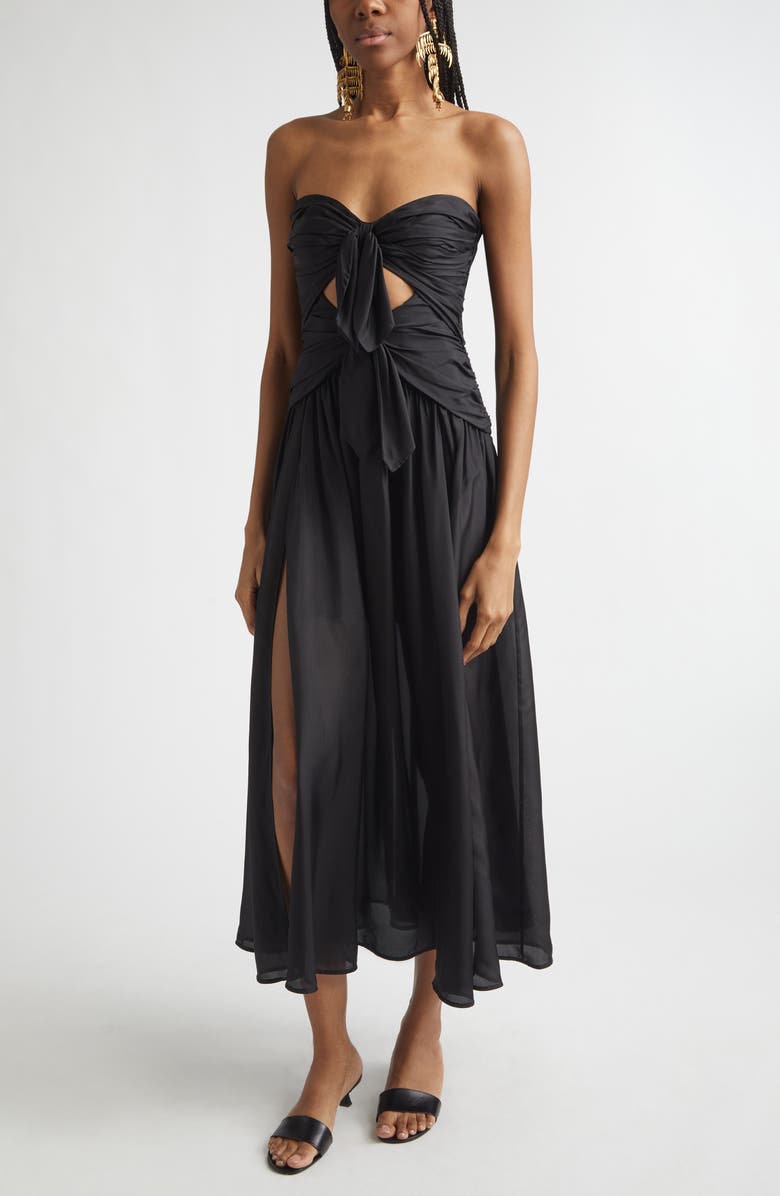 Zimmermann Aster Scarf Silk Midi Dress, Alternate, color, Black