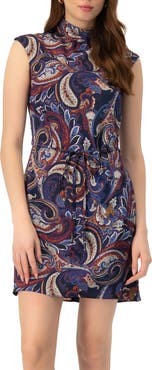 IVONNE Short Off-Shoulder Paisley Print Dress