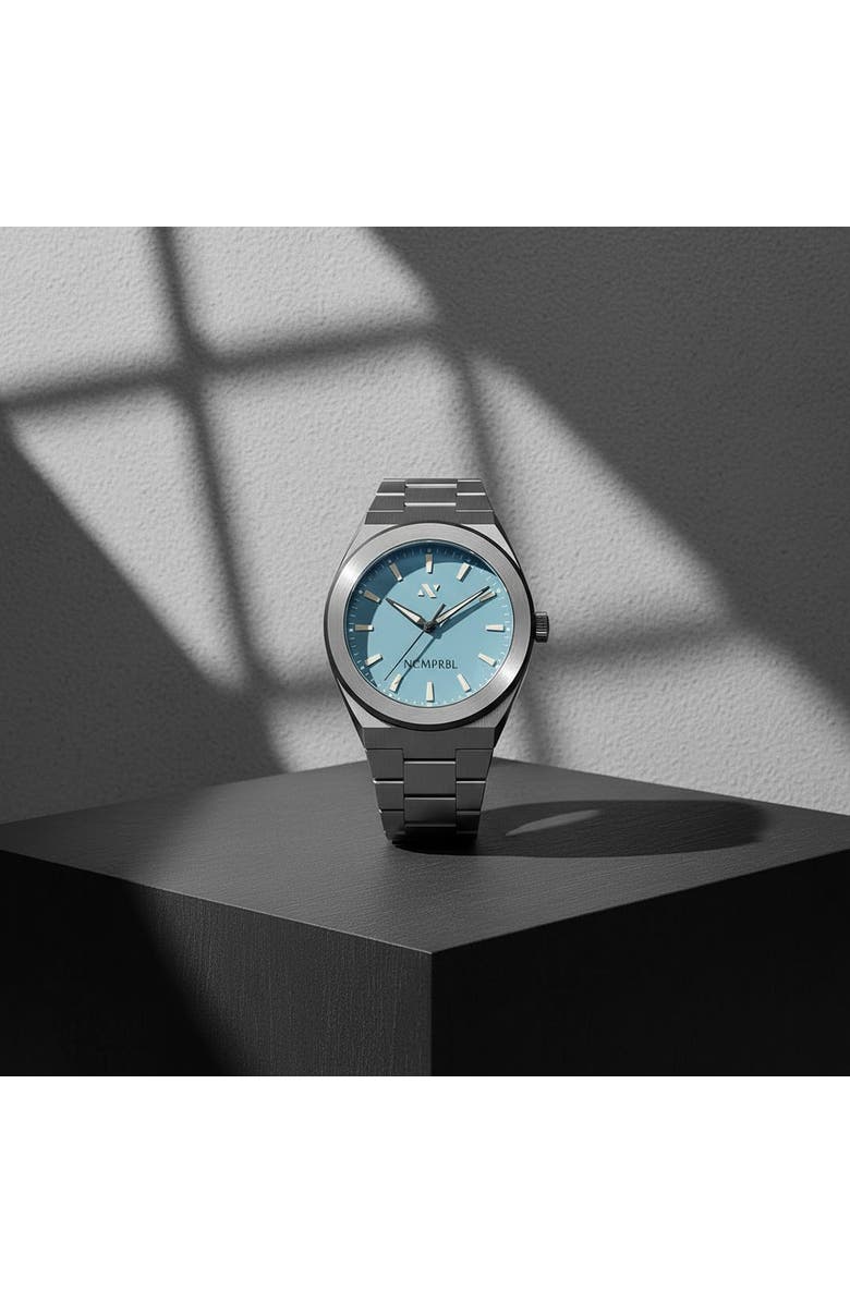 NCMPRBL Elevate Link Denim Blue Bracelet Swiss Movement Watch, 42MM, Alternate, color, Silver/Blue