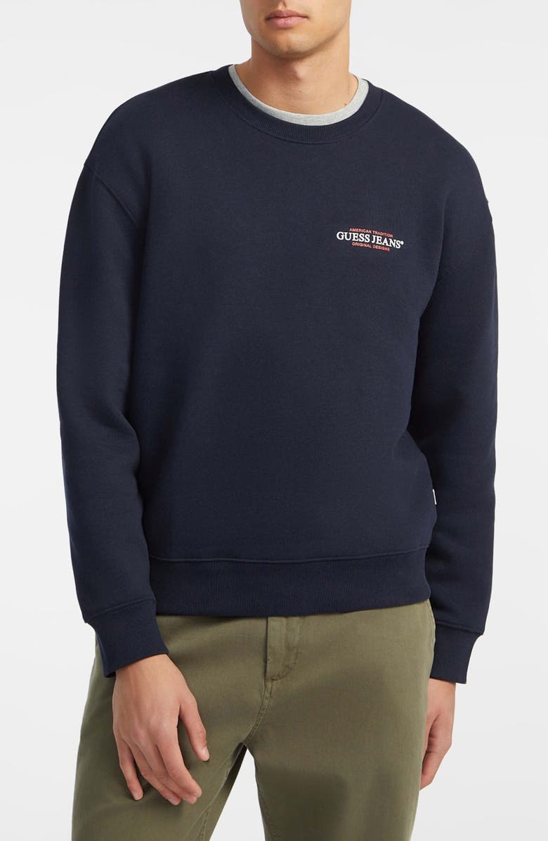 GUESS JEANS Organic Cotton Blend Graphic Sweatshirt, Main, color, 