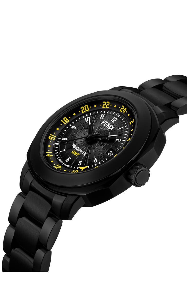 Fendi Selleria Automatic Opalin Bracelet Watch, 42mm, Alternate, color, Black