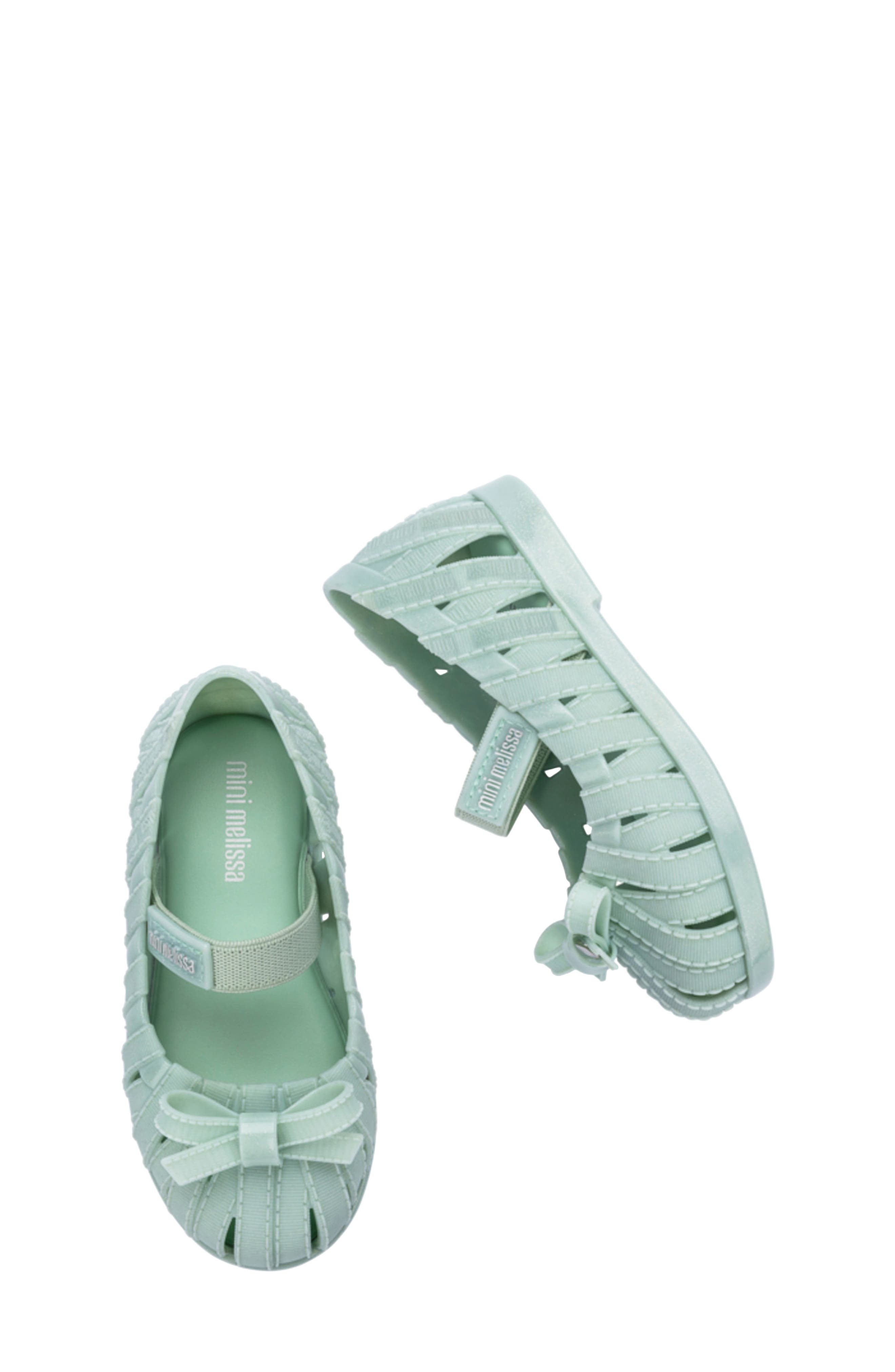 Mini Melissa M Lover Ballerina Flat, Alternate, color, Glitter Green