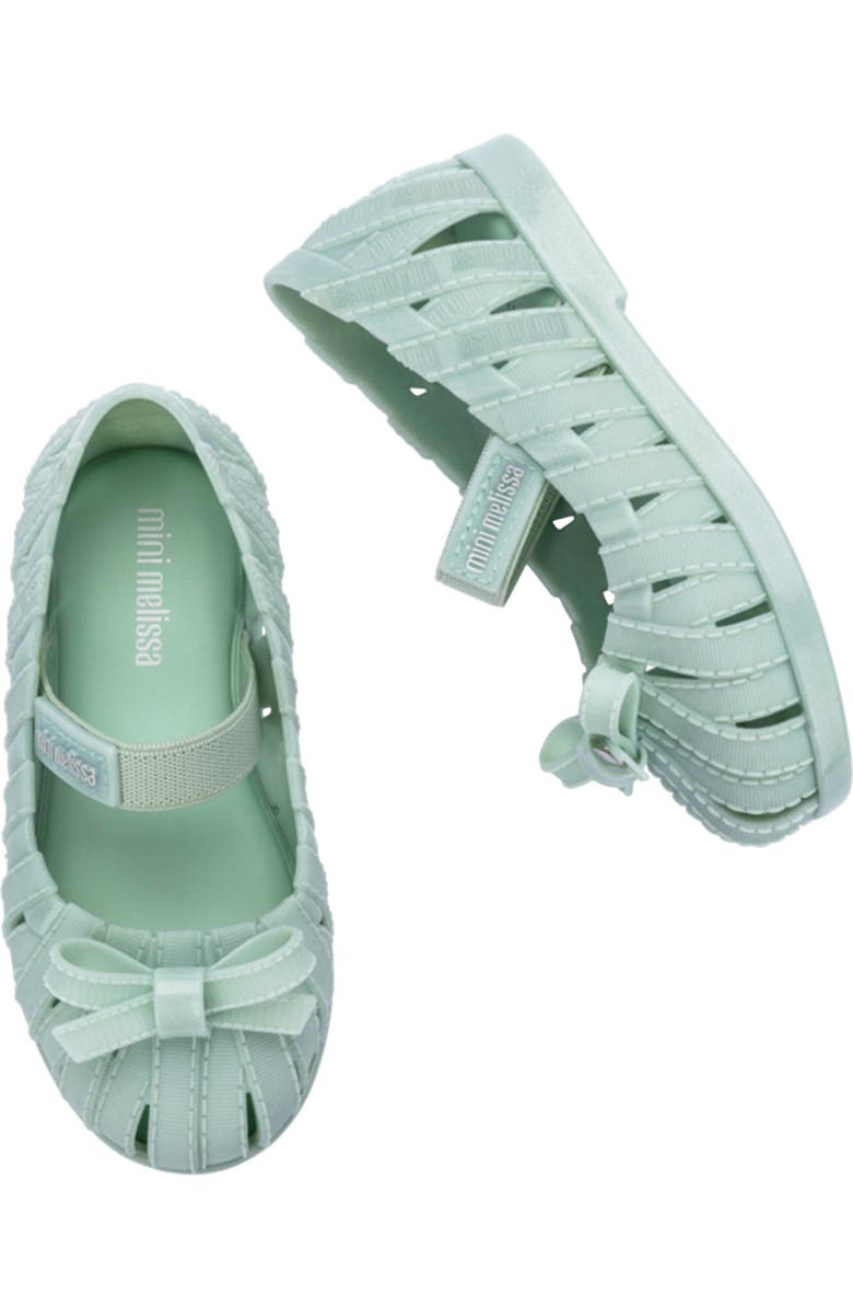 Mini Melissa M Lover Ballerina Flat, Alternate, color, Glitter Green