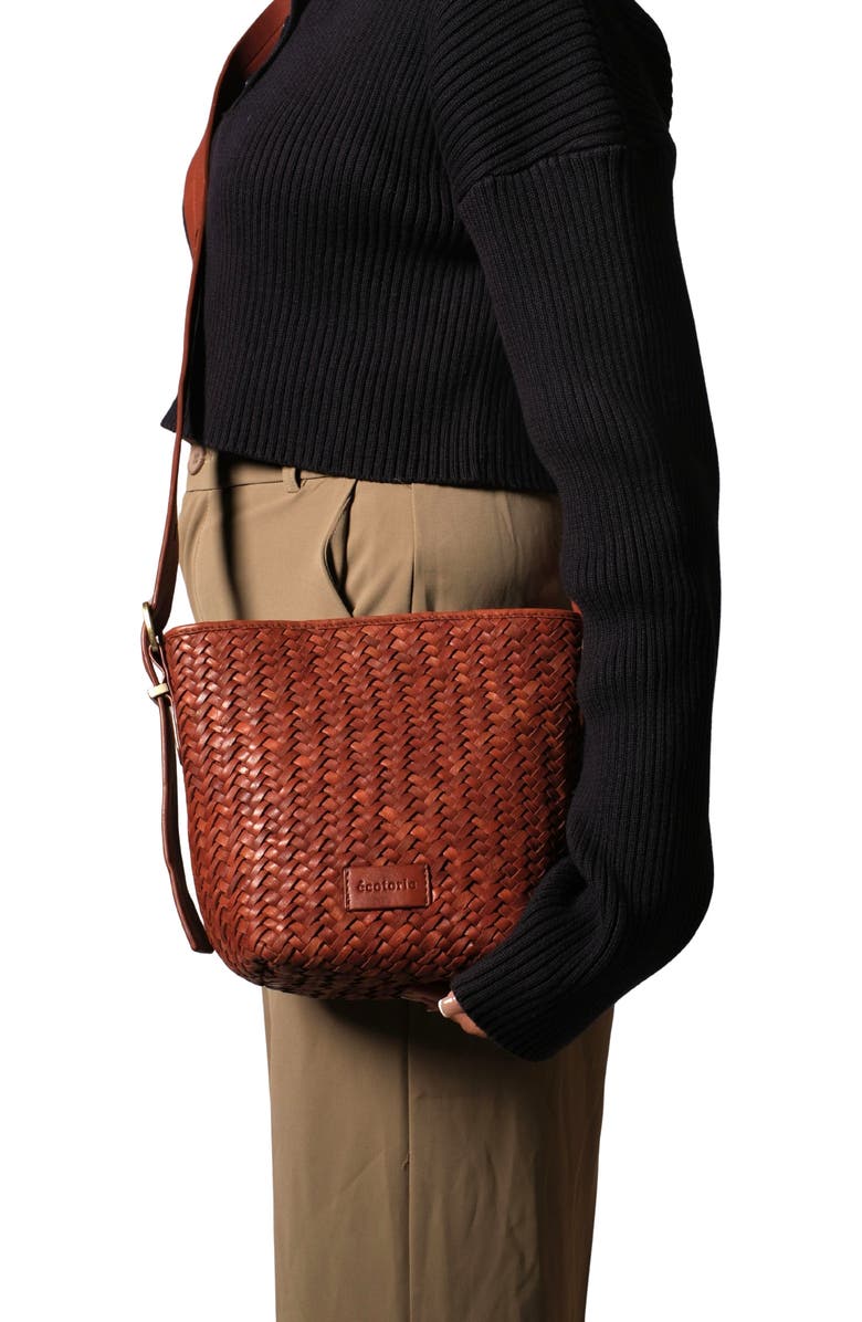 Ecotorie Waco Leather Bucket Bag, Alternate, color, Brandy