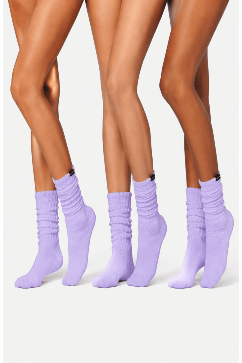 3 Pairs of Scrunch Socks, Main, color, Lilac