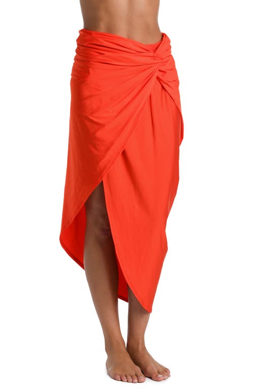Sunshine 79 Gypset Convertible Faux Wrap Coverup In Orange