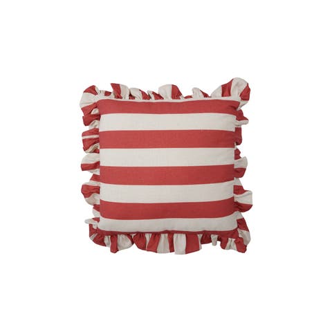 Striped Ruffled Pillow in Polyester
