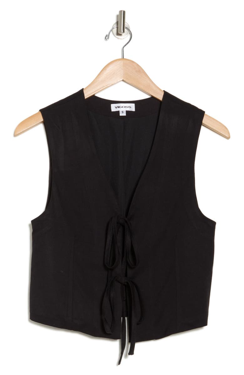 Vigoss Tie Front Vest, Alternate, color, Black