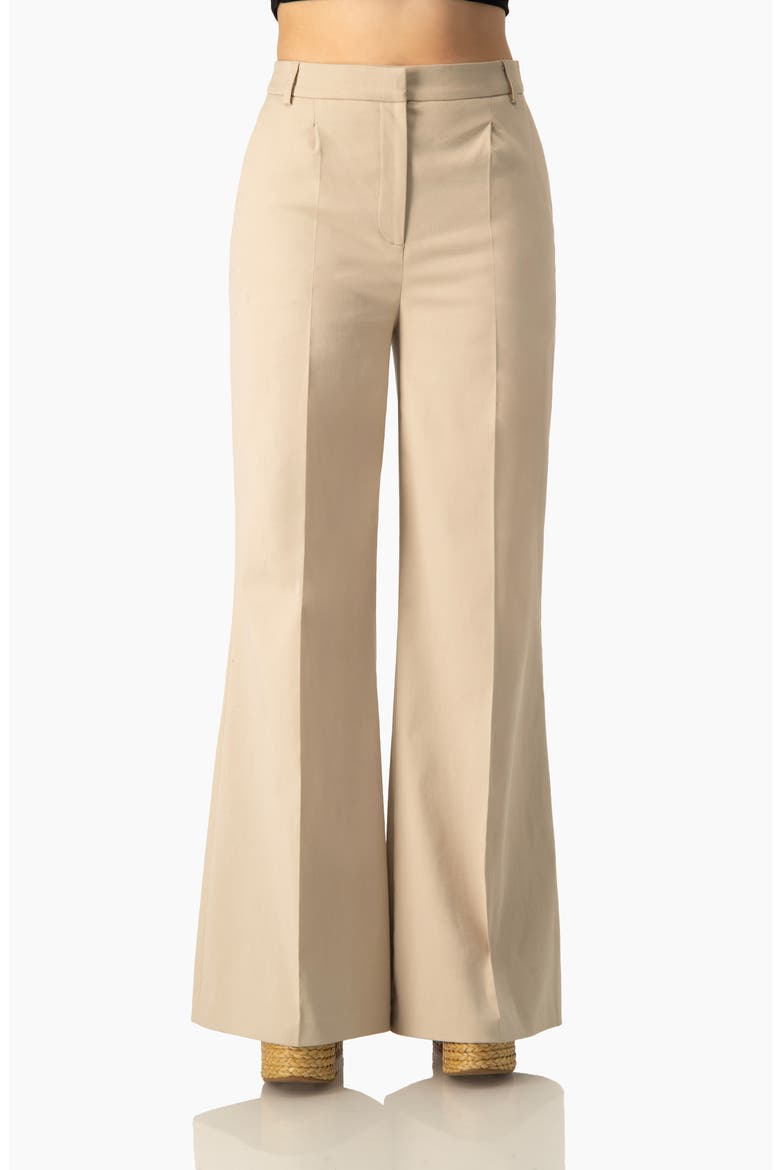 Wide-Leg Flare High-Waist Tailored Pants, Main, color, Beige