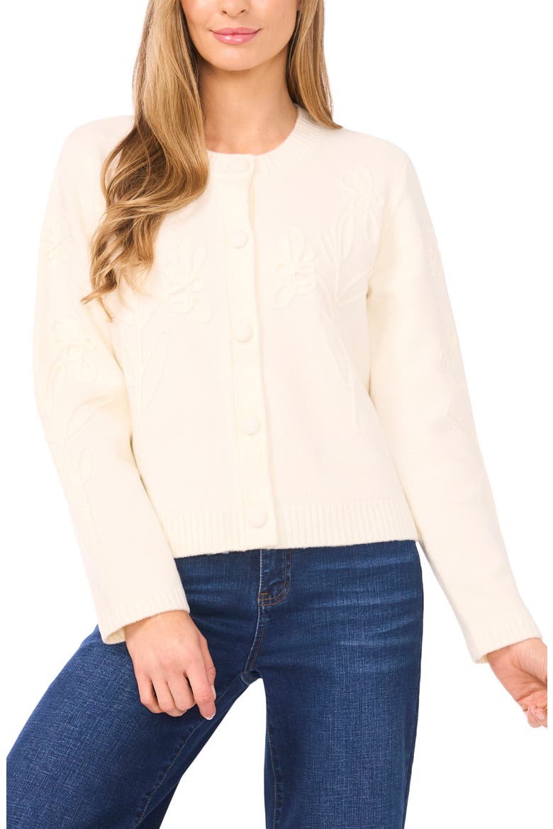 Floral Soutache Cardigan, Main, color, BUTTERCREAM