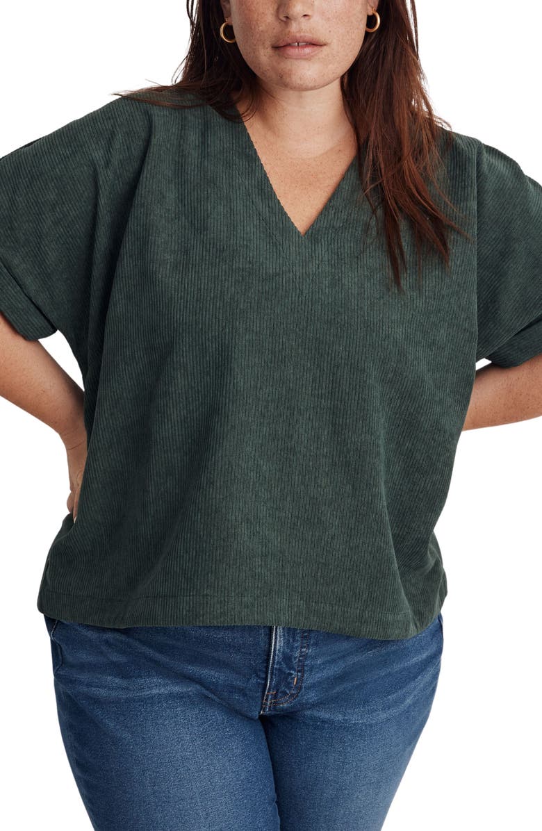 Madewell Renata V-Neck Corduroy Top, Main, color,