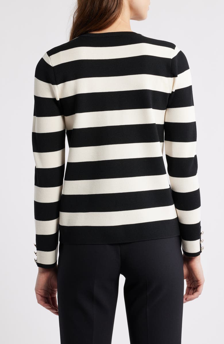 Anne Klein Stripe Kissing Front Cardigan, Alternate, color, 