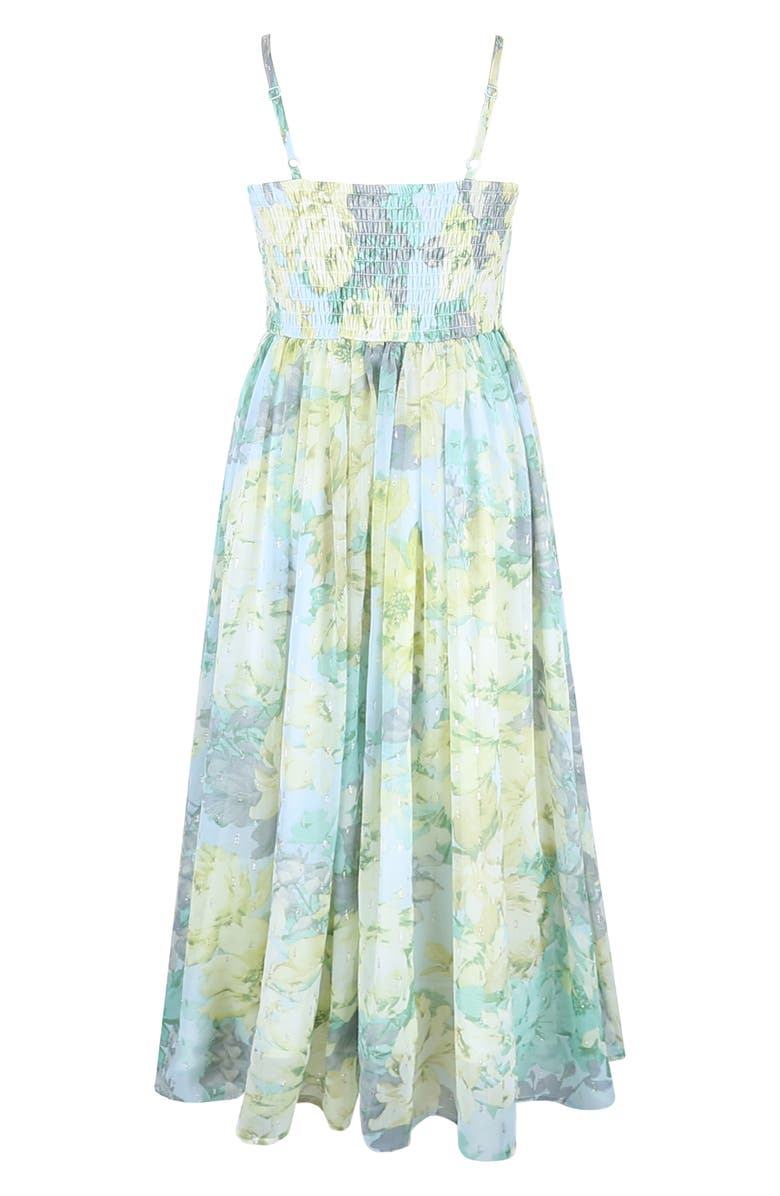 Zunie Kids' Clip Dot Chiffon Maxi Dress, Alternate, color, Mint/ Yellow