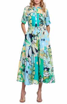 CIEBON Soryn Leaf Print Shirtdress