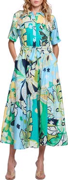 CIEBON Soryn Leaf Print Shirtdress