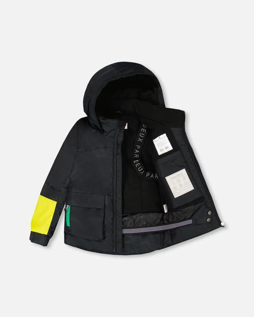 Deux Par Deux Two-piece Play Snowsuit Smiley Face In Black