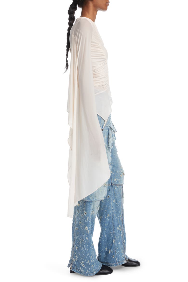 Eclo Asymmetric Gathered Semisheer Stretch Cupro Top, Alternate, color, DUSTY PINK