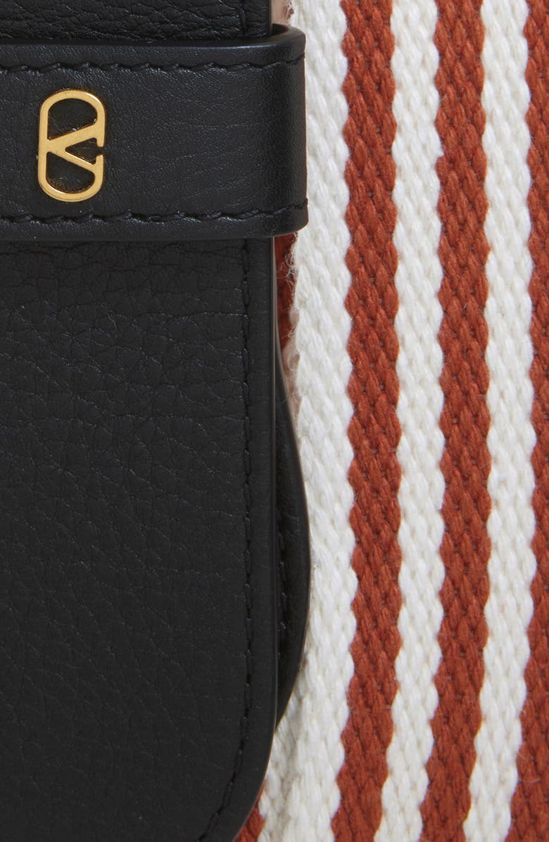 Valentino Garavani VLOGO Webbed Leather Belt, Alternate, color, White/ Brown