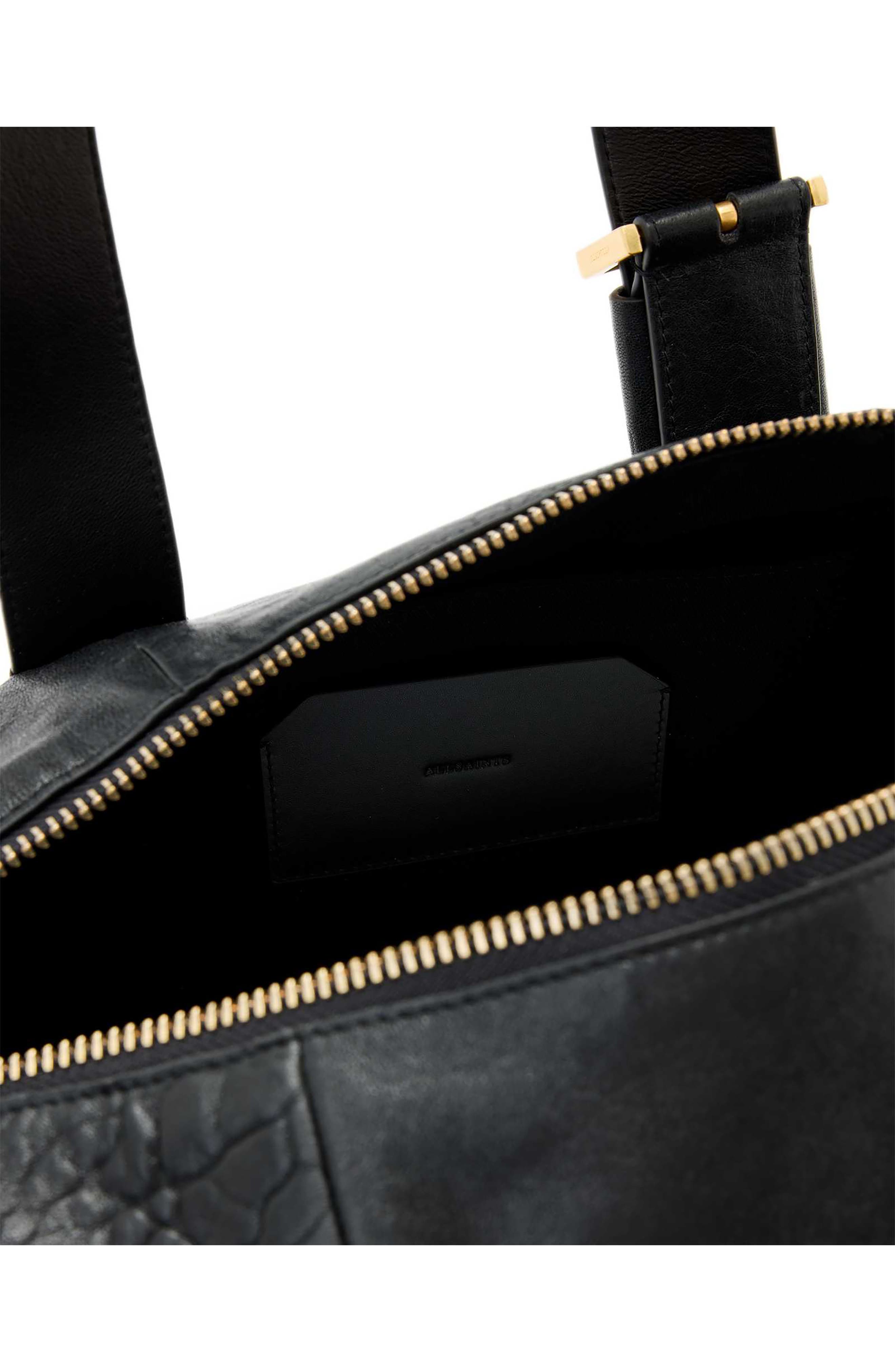AllSaints Ares Grain Leather Shoulder Bag, Alternate, color, Black