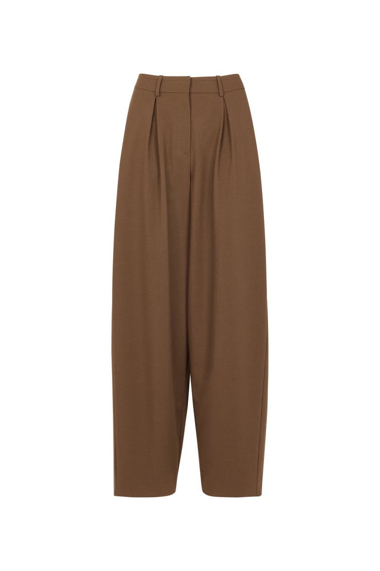 Wool Blend Barrel Pants, Alternate, color, Brown